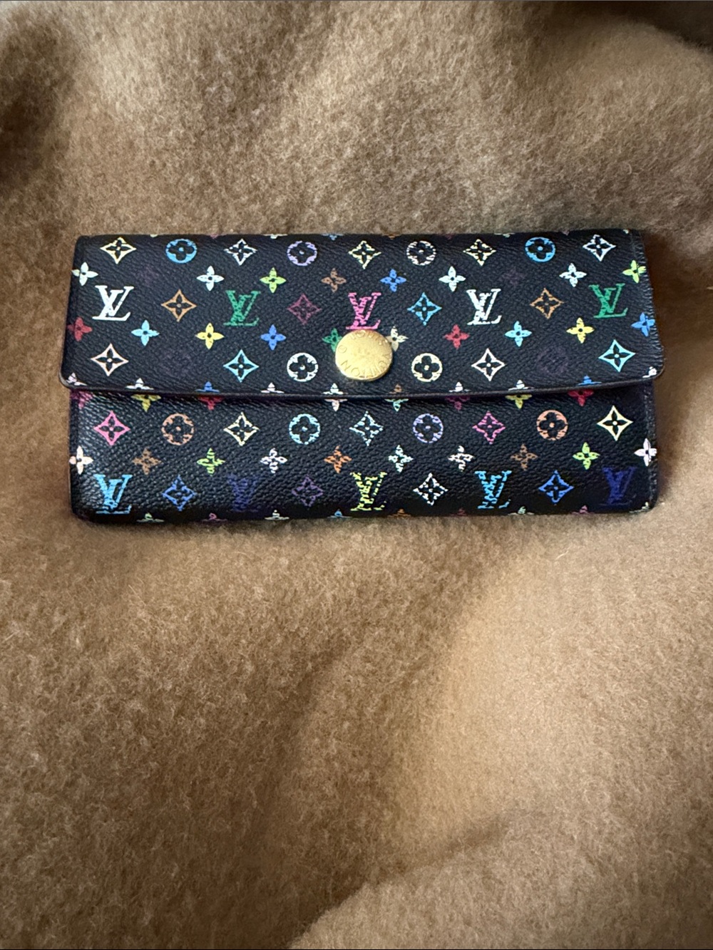 Louis Vuitton Black Takashi Murakami Multicolor Monogram Continental Wallet